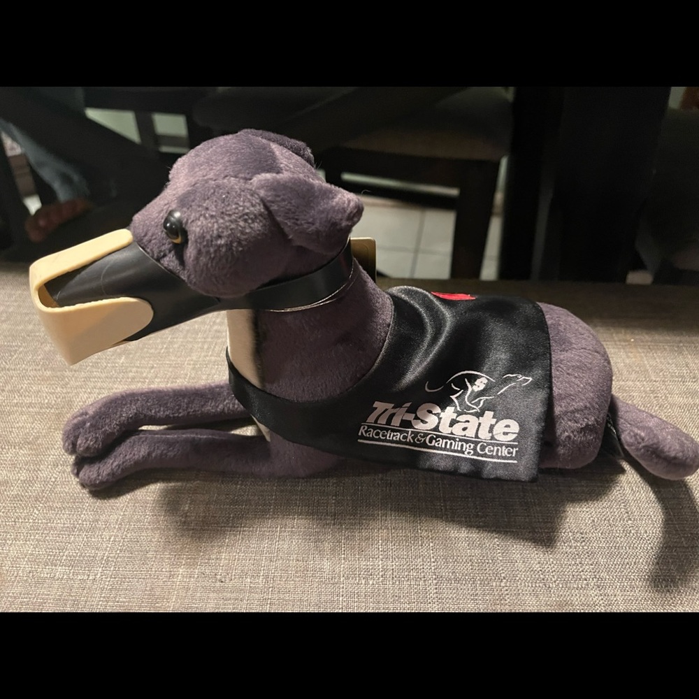 Tristate racetrack and gaming center greyhound stuffed dog plus